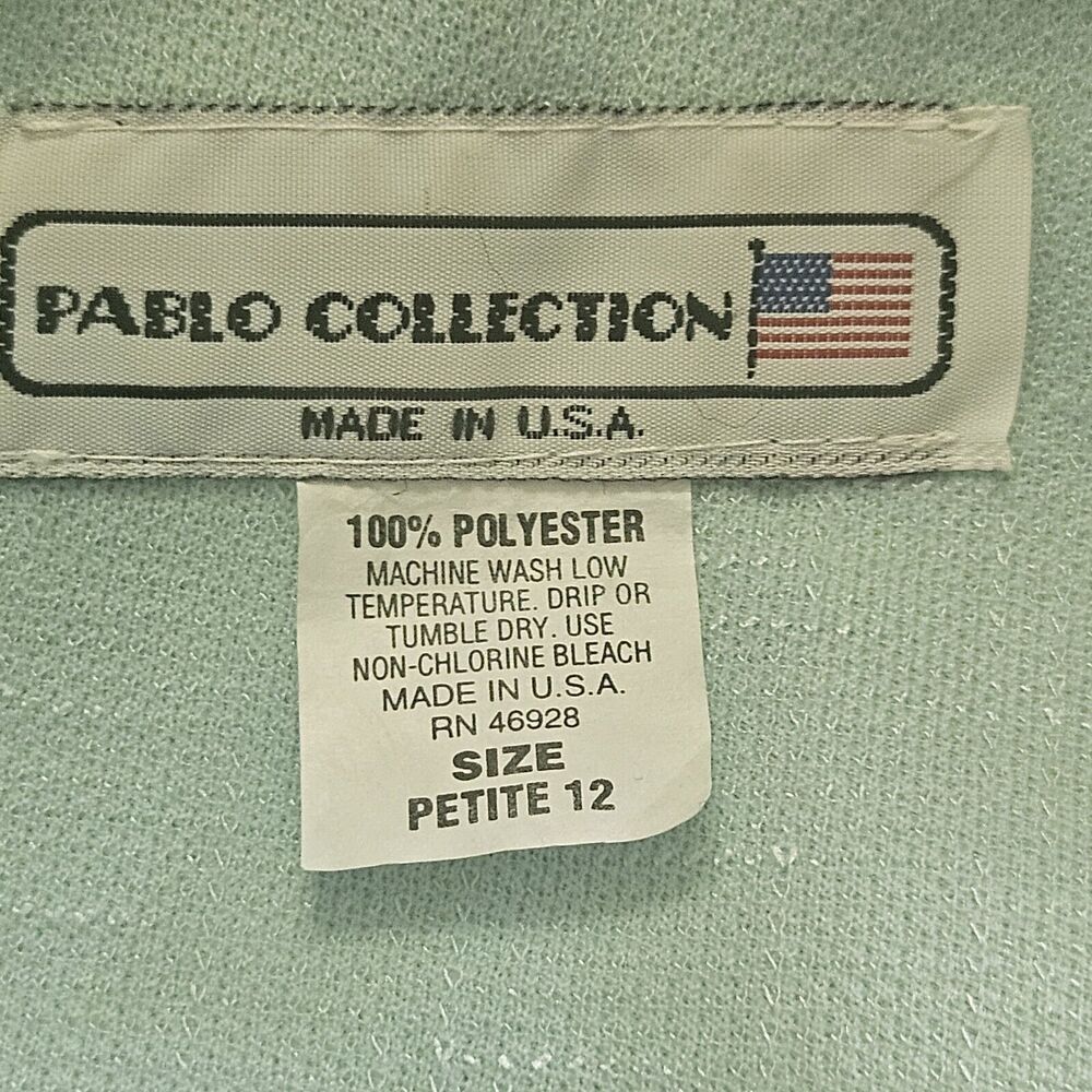 Vintage Pablo Collection 2pc Skirt Jacket Mint Green Size 12 Petite - Picture 7 of 11
